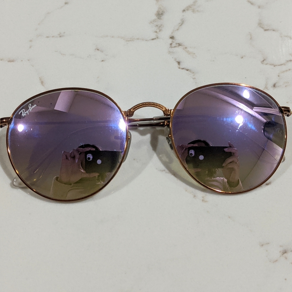 Ray-Ban lilac purple rose gold folding round